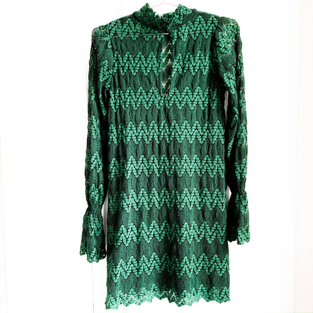 free people long sleeve boho dress w/flare sleeves - Picture 3 of 10